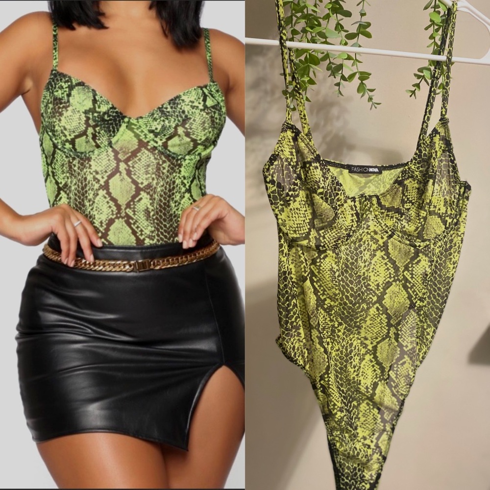 💚FASHION NOVA 🐍 Print Bodysuit💚